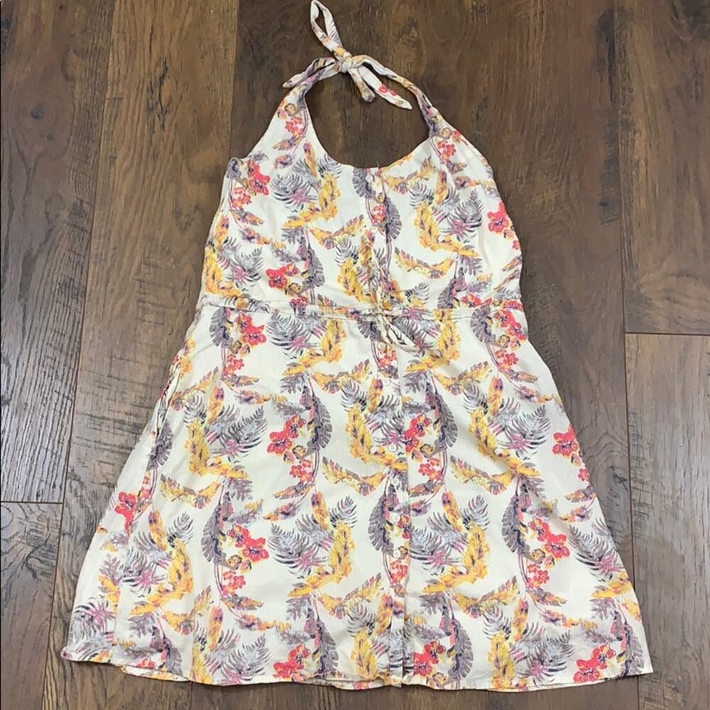 Roxy Halter Tropical Print Button Down Dress
